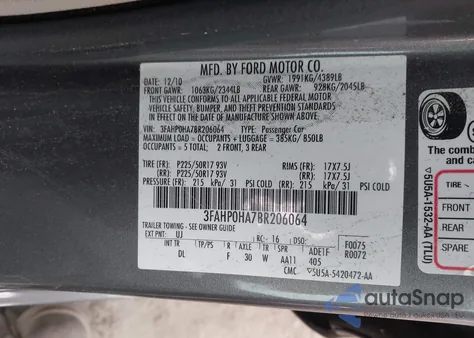 2011 Ford Fusion Se z USA, uszkodzony, nr VIN 3FAHP0HA7BR206064